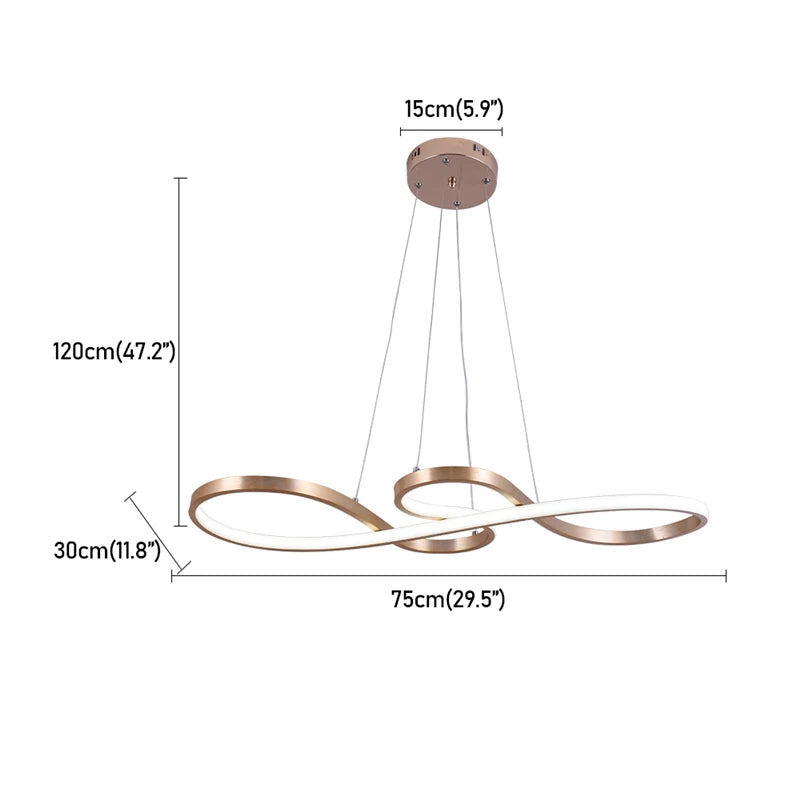 Suspension LED Sonate — Ruban de lumière en or brossé