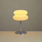 Lampe à poser Fantaisie, double coupole effet opaline et pied chromé