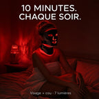 Masque LED visage et cou Aurore Noir, lumière rouge dans la chambre