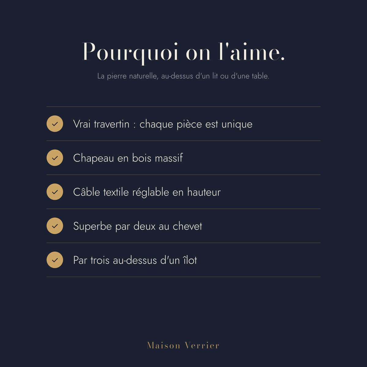Pourquoi on aime la suspension Ballade en travertin naturel