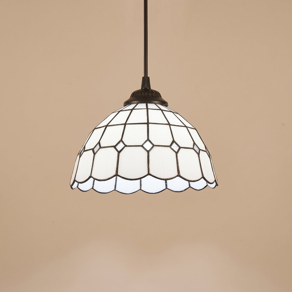 Suspension en vitrail Cantate, coloris Opaline