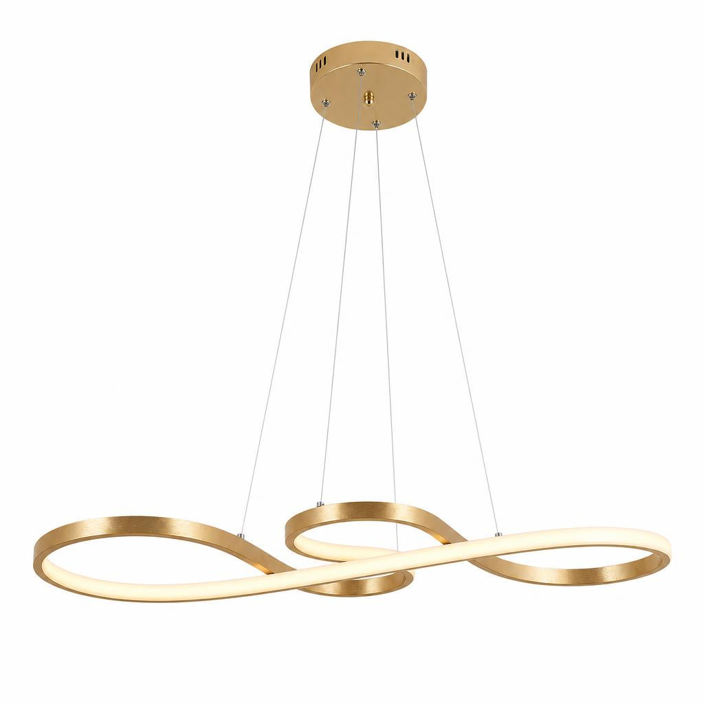 Suspension LED Sonate — Ruban de lumière en or brossé