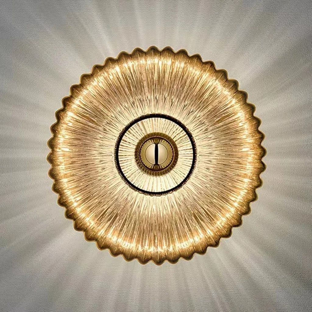 Applique Intermezzo vue de face, verre strié en soleil