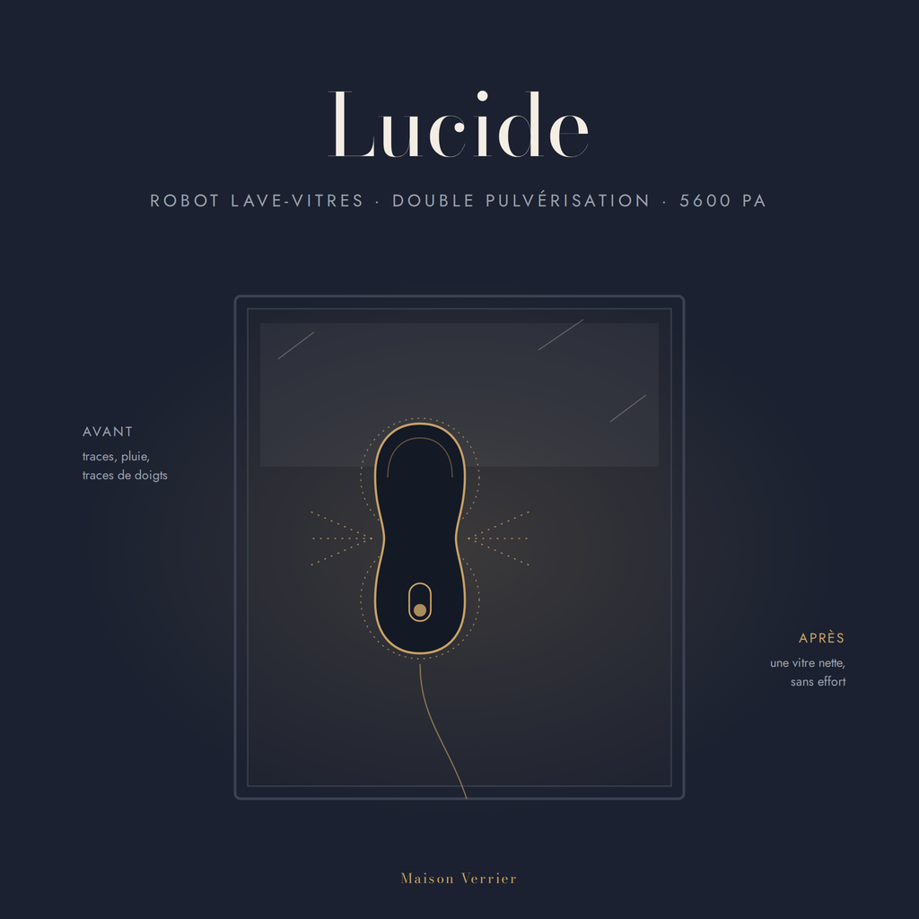 Robot lave-vitres Lucide sur une fenêtre