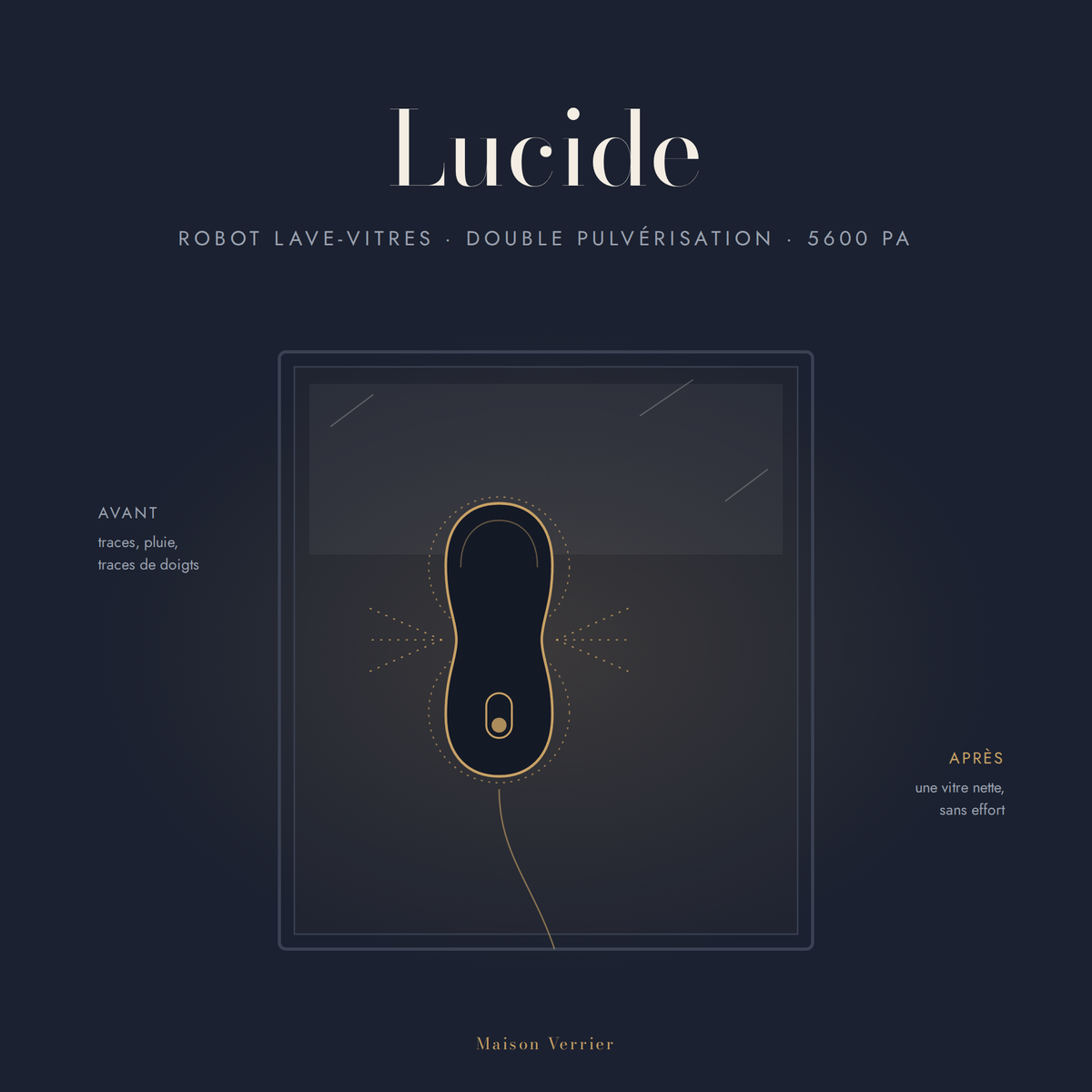 Robot lave-vitres Lucide sur une fenêtre