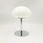 Lampe nuage Mazurka blanche, dôme en verre opalin sur pied chromé