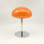 Lampe nuage Mazurka orange, dôme en verre opalin sur pied chromé