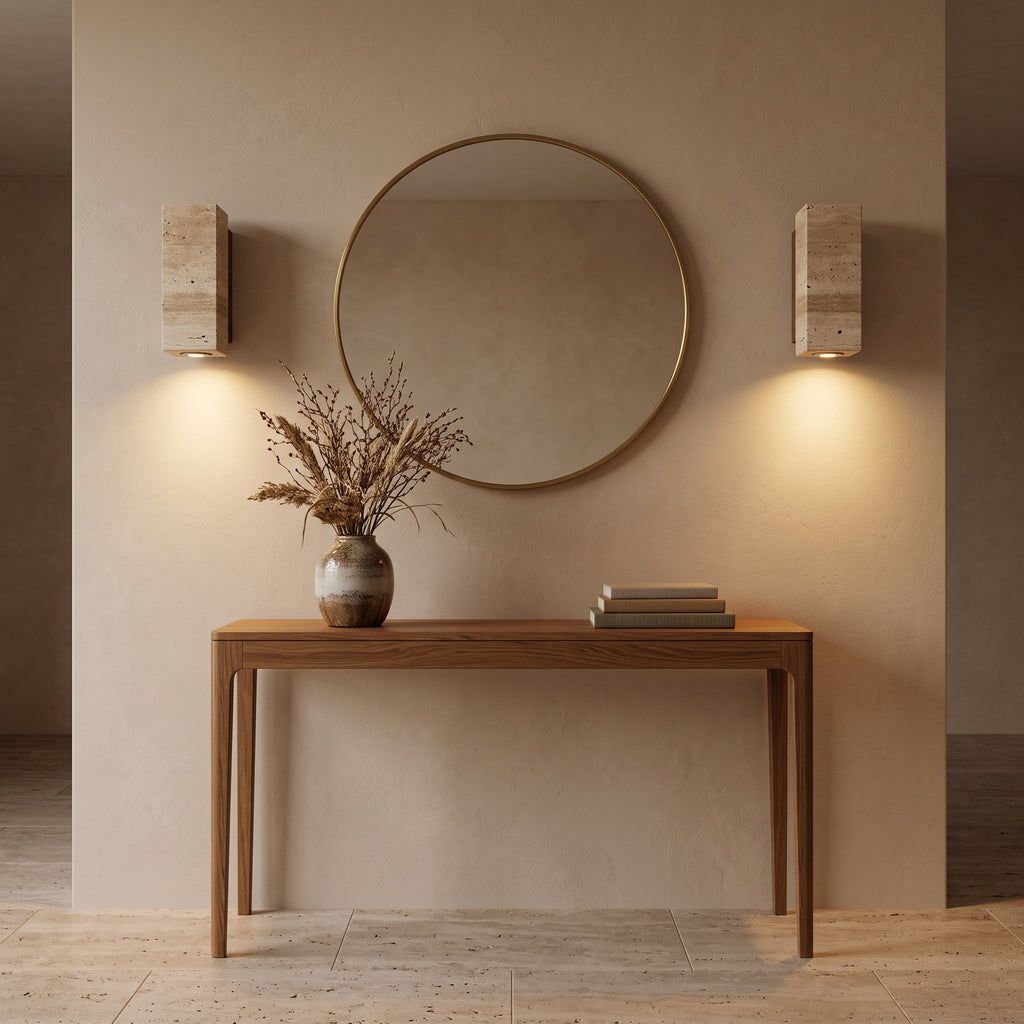 Appliques Motet dans une entrée avec console et miroir