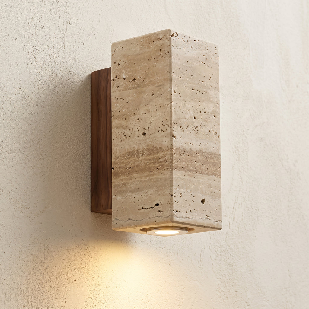 Applique murale Motet en travertin et noyer