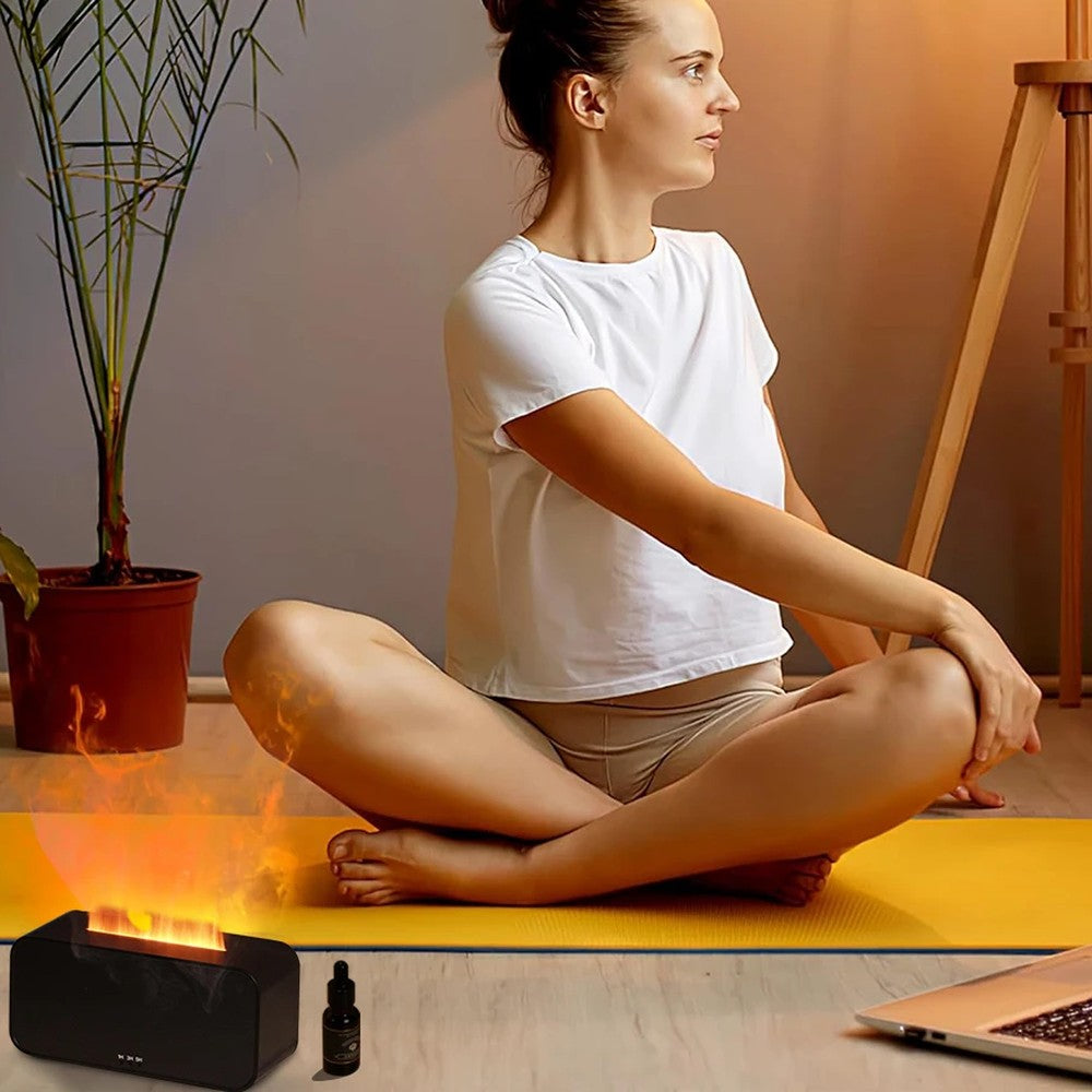 Diffuseur flamme compact Vibrato : pendant une séance de yoga