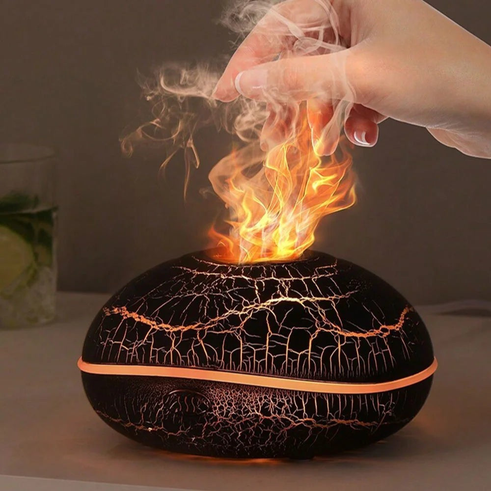 Diffuseur galet Cadence : finition craquelée, flamme ambre