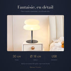 Dimensions de la lampe Fantaisie : 30 cm de haut, abat-jour Ø 18 cm