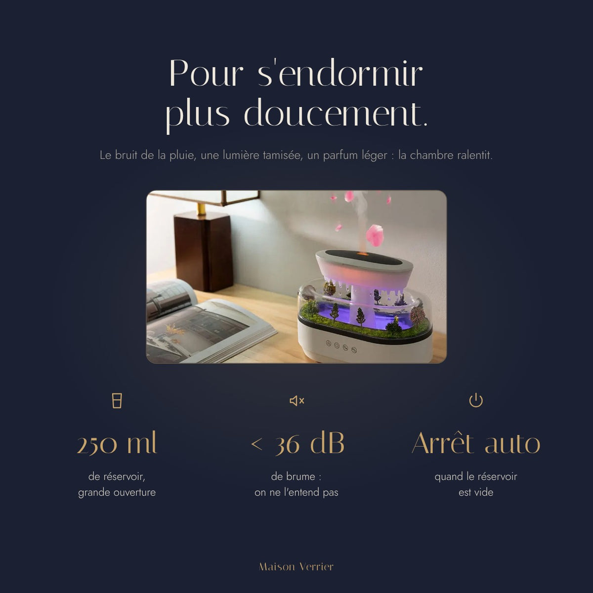 Humidificateur pluie Pastorale : réservoir 250 ml, silencieux