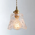 Suspension Sicilienne en verre ciselé à motif floral, douille en laiton
