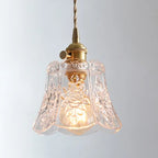 Suspension Sicilienne en verre ciselé à motif floral, douille en laiton