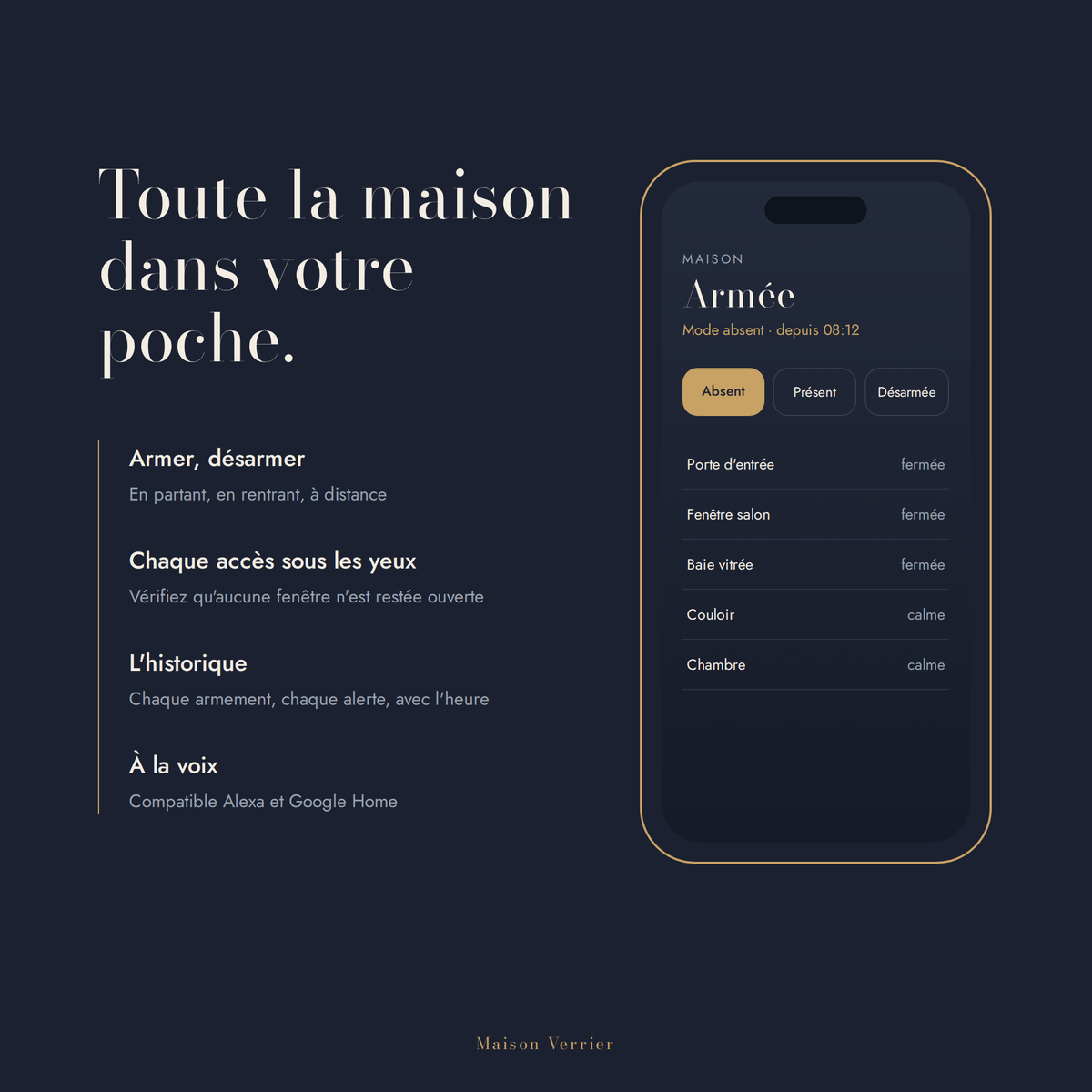 Application Smart Life pour armer, désarmer et surveiller chaque accès de la maison