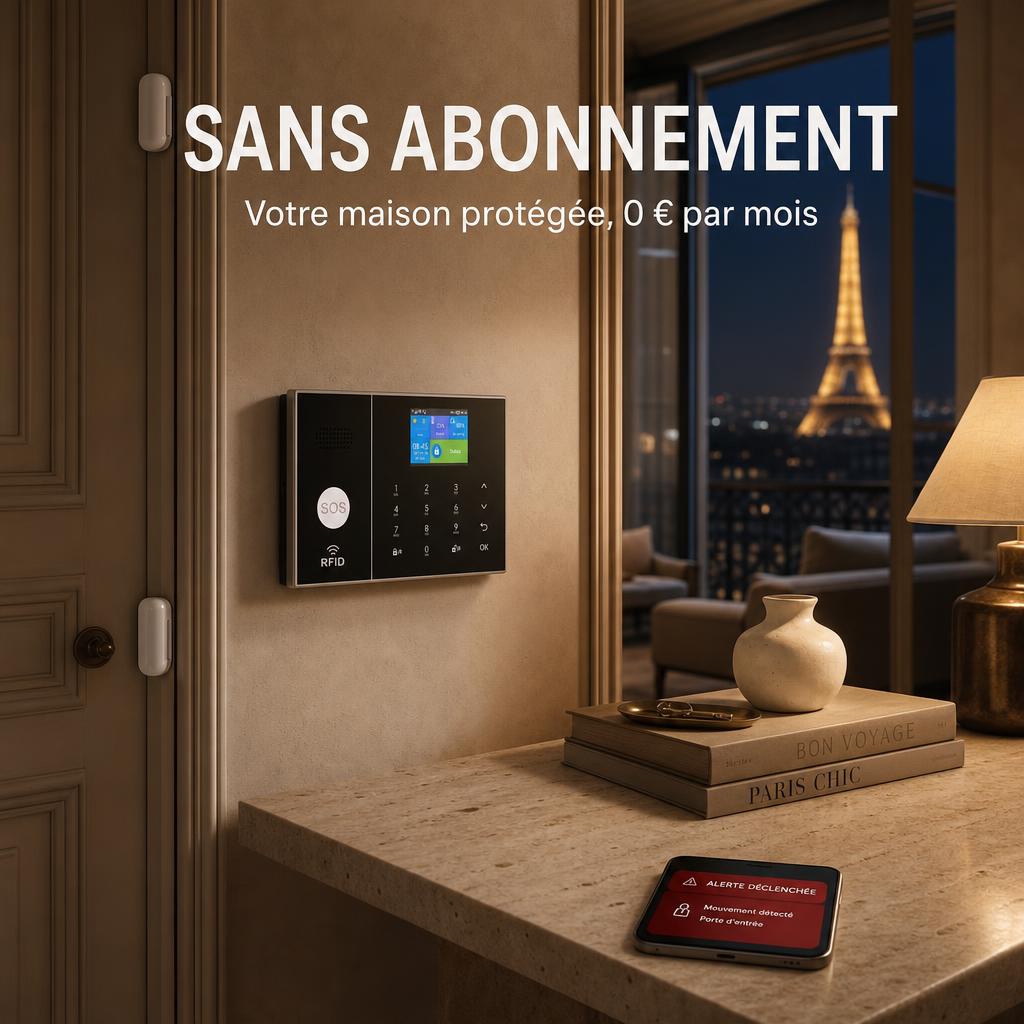 Centrale d'alarme Vigie dans une entrée, alerte reçue sur le téléphone