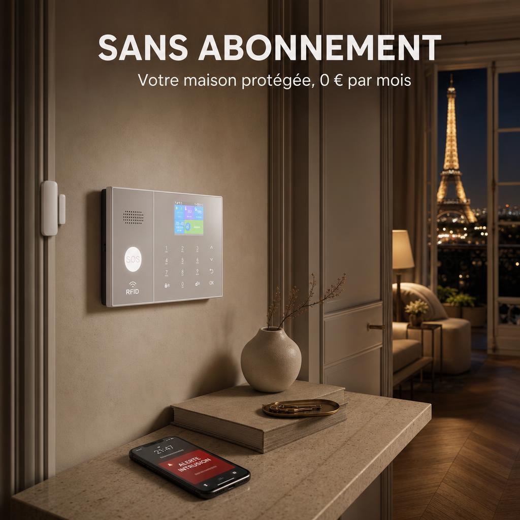 Alarme sans fil Vigie sans abonnement dans un appartement parisien